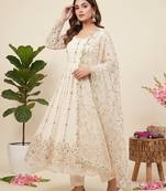 Designer white heavy zari & sequins work anarkali gown