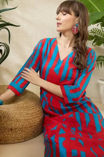 Women Printed Regular Pure Cotton Kurta with Trousers