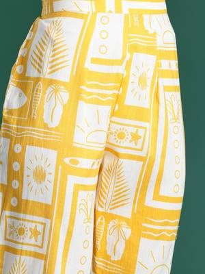 Geometric Printed Pleated Pure Cotton Kurta with Trousers 3