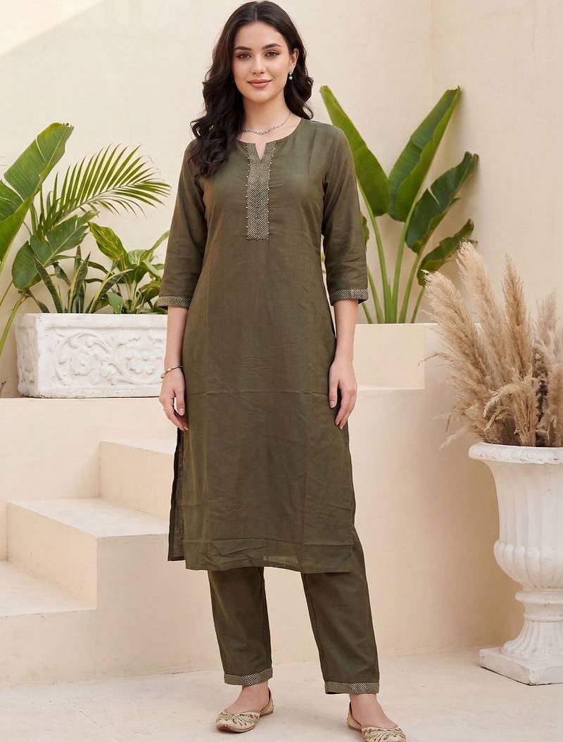 Women Ethnic Motifs Embroidered Regular Thread Work Kurta with Trousers