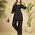 Trendy black floral embroidered ethnic co-ord set for women