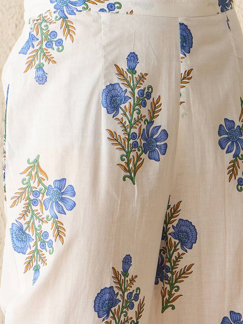 Women Floral Printed Regular Pure Cotton Kurta with Trousers