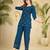 Trendy blue floral embroidered ethnic co-ord set for women