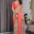 Cream Color digital floral prints And zari woven Work Linen Saree