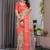 Cream Color digital floral prints And zari woven Work Linen Saree