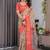 Cream Color digital floral prints And zari woven Work Linen Saree