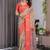 Cream Color digital floral prints And zari woven Work Linen Saree