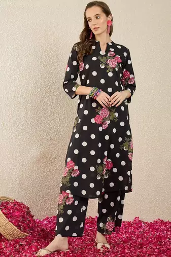 Women Floral Printed Regular Pure Cotton Kurta with Trousers
