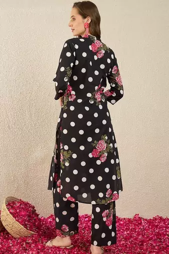 Women Floral Printed Regular Pure Cotton Kurta with Trousers