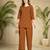 Trendy orange floral embroidered ethnic co-ord set for women