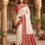 White soft banarasi silk saree with zari weaving meenakari design