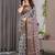 Grey Color digital floral prints And zari woven Work Linen Saree