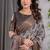 Grey Color digital floral prints And zari woven Work Linen Saree
