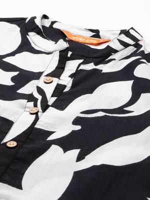 Floral Printed Pleated Pure Cotton Kurta with Trousers 2