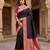 Black soft banarasi silk saree with zari weaving meenakari design