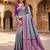 Grey soft banarasi silk saree with zari weaving meenakari design
