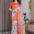 Peach Color digital floral prints And zari woven Work Linen Saree
