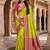 Parrot green soft banarasi silk saree with zari weaving meenakari design