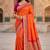 Orange soft banarasi silk saree with zari weaving meenakari design