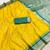 Yellow soft banarasi silk saree with zari weaving meenakari design