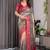 Wine Color digital floral prints And zari woven Work Linen Saree