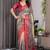 Wine Color digital floral prints And zari woven Work Linen Saree