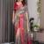 Wine Color digital floral prints And zari woven Work Linen Saree