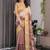 Yellow Color digital floral prints And zari woven Work Linen Saree