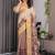 Yellow Color digital floral prints And zari woven Work Linen Saree