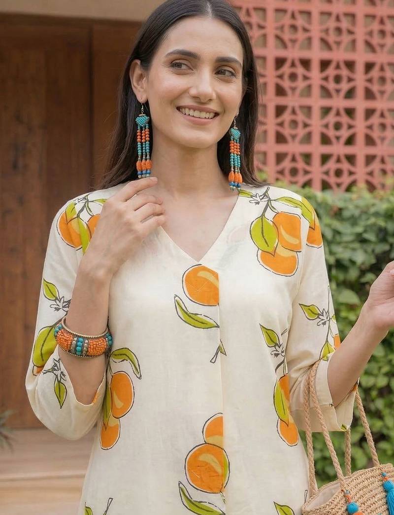 Women Printed Regular Pure Cotton Kurta with Trousers