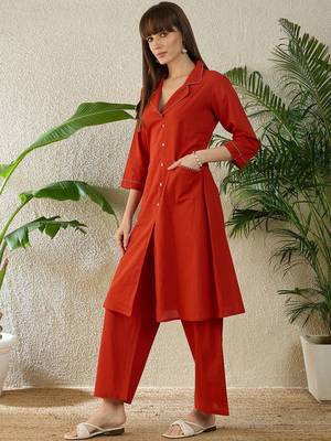 Pure Cotton A Line Kurta With Palazzos 1