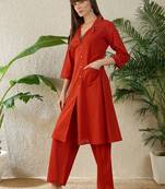 Pure Cotton A Line Kurta With Palazzos