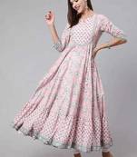 Women   Cotton Floral Printed Anarkali Kurta