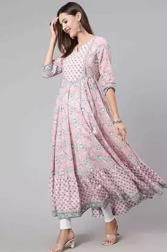 Women   Cotton Floral Printed Anarkali Kurta