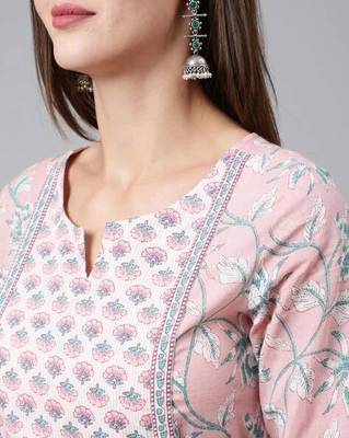 Women   Cotton Floral Printed Anarkali Kurta 4