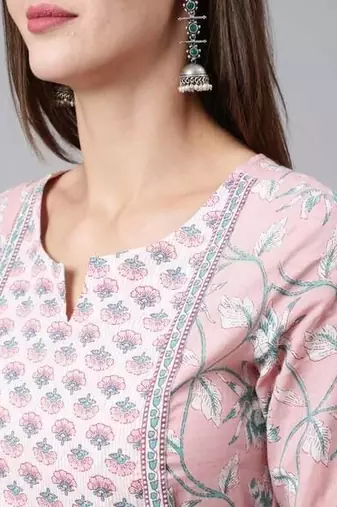 Women   Cotton Floral Printed Anarkali Kurta