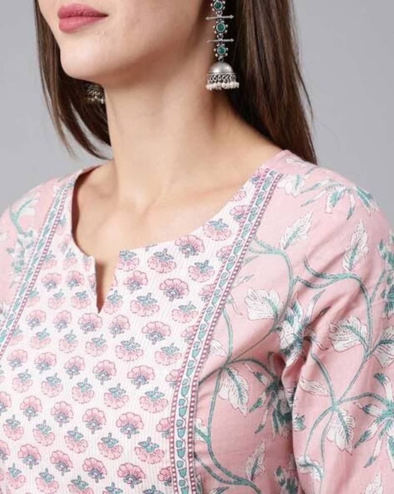 Women   Cotton Floral Printed Anarkali Kurta