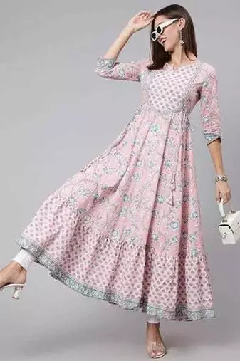Women   Cotton Floral Printed Anarkali Kurta