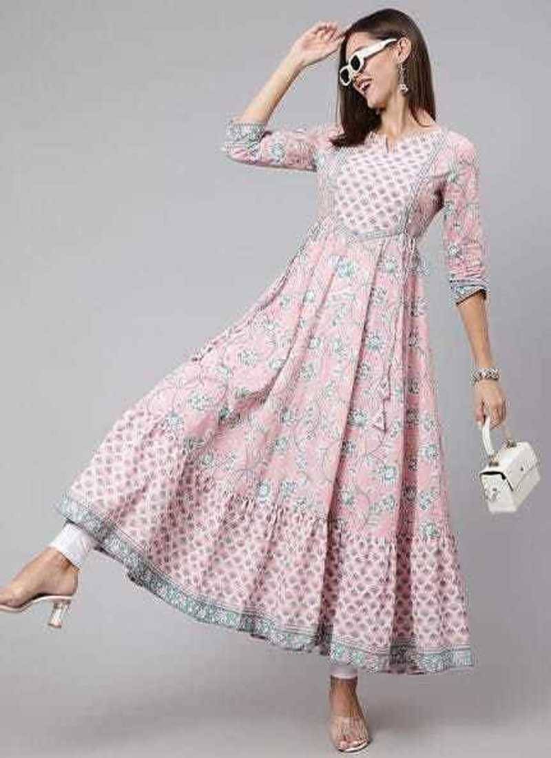 Women   Cotton Floral Printed Anarkali Kurta