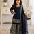 Navy blue faux georgette rich embroidery with sequence work dress set for girls kids