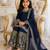 Navy blue faux georgette rich embroidery with sequence work dress set for girls kids
