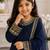 Navy blue faux georgette rich embroidery with sequence work dress set for girls kids