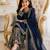 Navy blue faux georgette rich embroidery with sequence work dress set for girls kids
