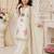 White japan satin rich embroidery with sequence work dress set for girls kids