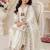 White japan satin rich embroidery with sequence work dress set for girls kids
