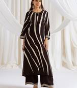 Women Striped Printed Beads and Stones Kurta with Palazzos