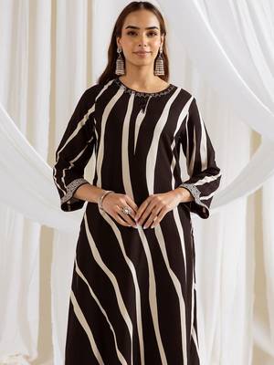 Women Striped Printed Beads and Stones Kurta with Palazzos 6
