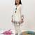 White soft rayon floral thread embroidery pattern work dress set for girls kids