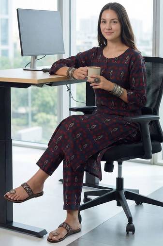 Women Ethnic Motifs Printed Regular Pure Cotton Kurta with Trousers