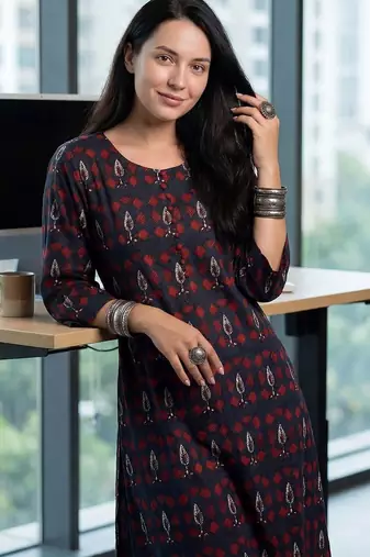 Women Ethnic Motifs Printed Regular Pure Cotton Kurta with Trousers
